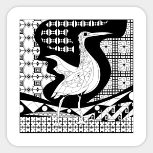 agami heron garza bird in ecopop talavera azulejo pattern wallpaper arts Sticker